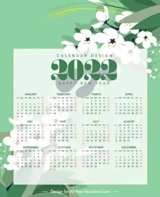 2022 calendar template elegant classic botanical decor