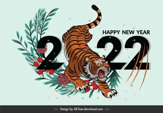 2022 happy new year nature elements calendar cover template