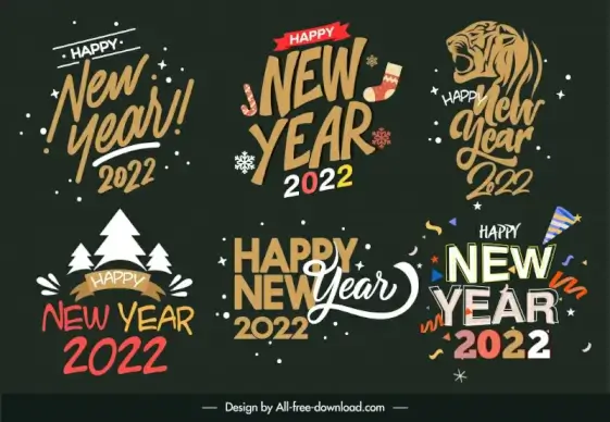 2022 happy new year texts logo templates