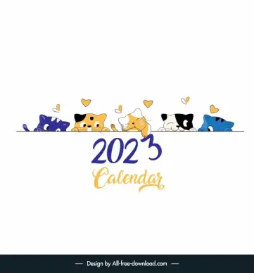 2023 calendar cover template cute cat design dynamic cartoon handdrawn