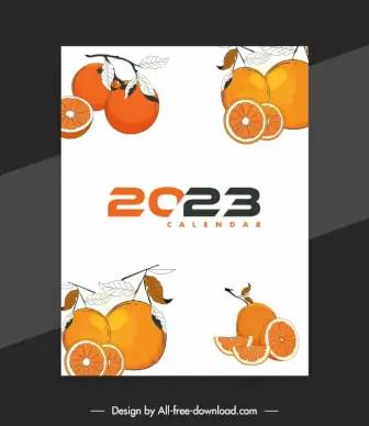 2023 calendar poster template flat handdrawn classic orange fruits decor