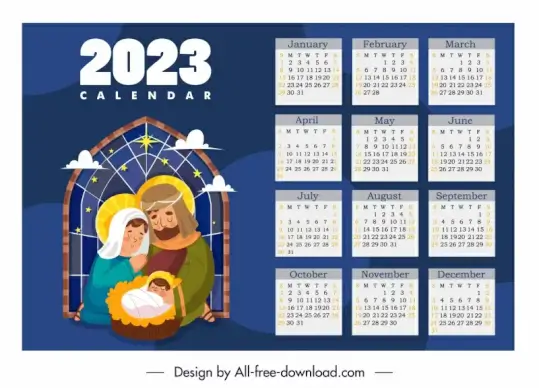 2023 calendar template jesus christ newborn cartoon characters sketch