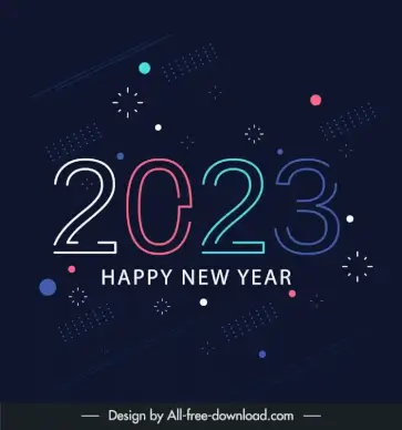 2023 new year calendar template elegant dark design fireworks sketch