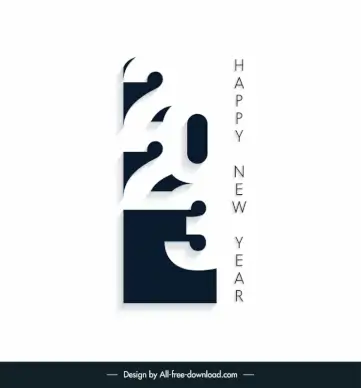 2023 text happy new year calendar design elements elegant contrast numbers layout