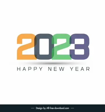 2023 text happy new year template elegant flat simple design 