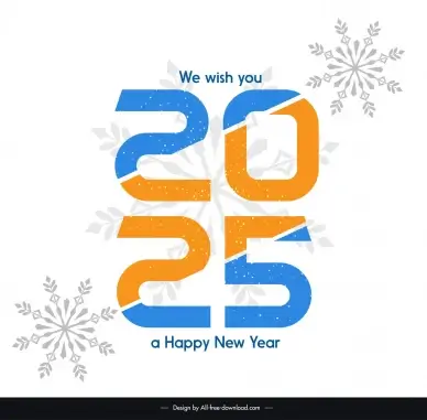 2025 calendar design elements elegant snowflakes texts numbers