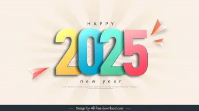  2025 new year poster template moder elegant numbers rays