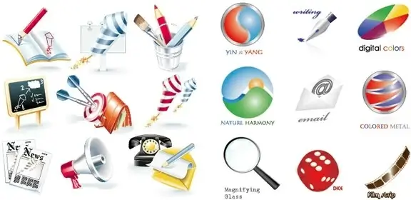 2 sets of 3d style icon vector