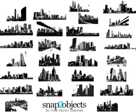 30 Free Vector Skylines: Vector Pack 03