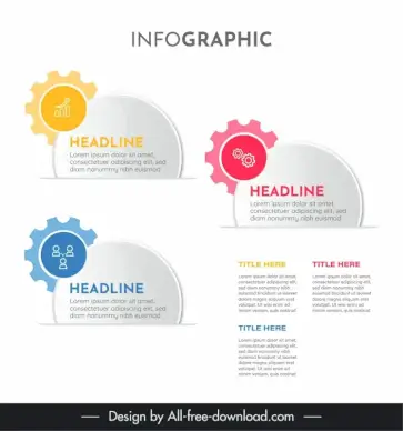 3 elements infographic template elegant modern gears circles