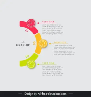 3 elements infographic template modern flat curves circle