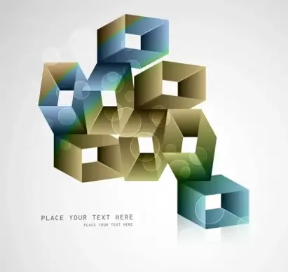 3d abstract multicolor boxes reflection vector design