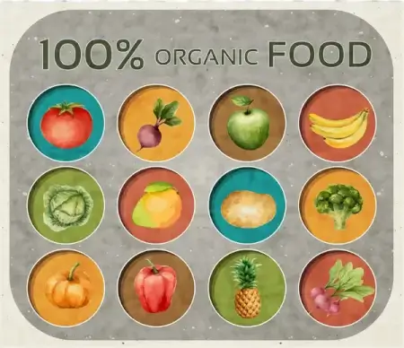 3d illustration of collection of fruits icons