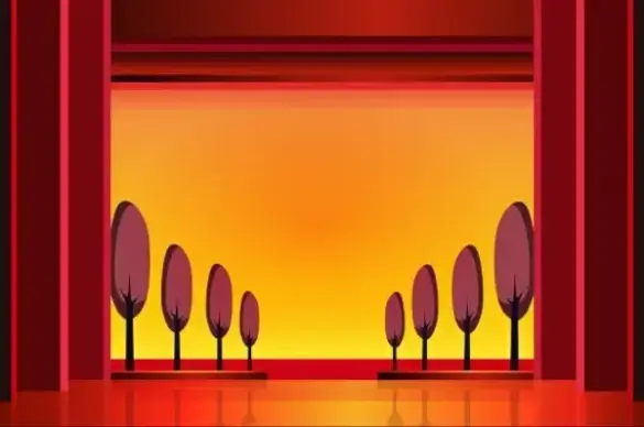 3d stage design tree icons decoration