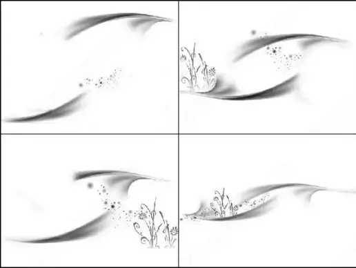 4 flowers on tail brush