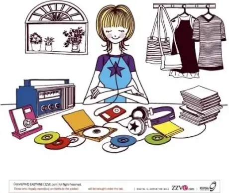 4 simple vector drawing women