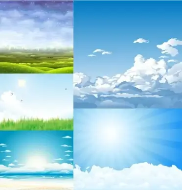 5 beautiful sky theme vector