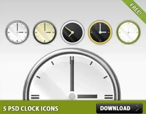 5 Free PSD Clock Icons