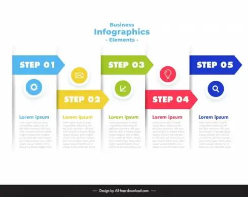 5 steps infographic template symmetric arrow sections layout
