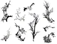 9 painting ink peach plum highdefinition picture