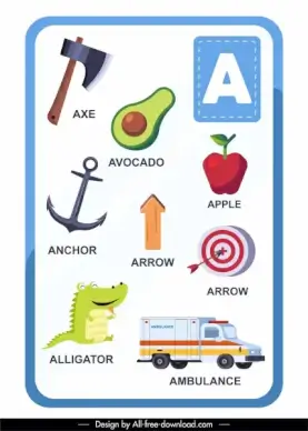 a alphabet education template colorful symbols sketch