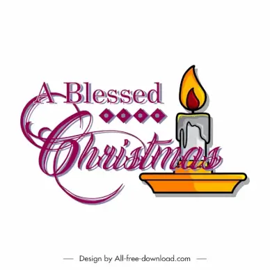 a blessed christmas decorative elements calligraphic texts candle sketch