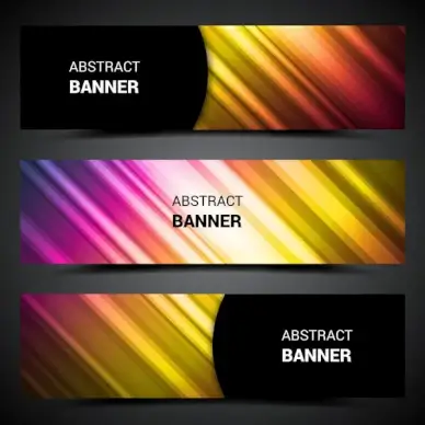 abstract banner sets on colorful bright light background