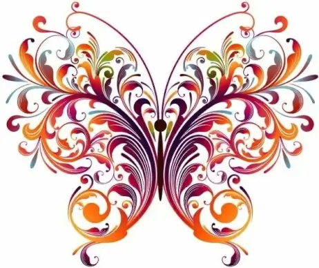 Abstract Floral Butterfly Vector Graphic
