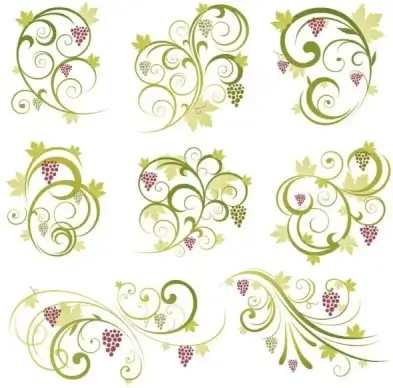 Abstract Floral Vine Grape Ornament Vector