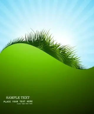 abstract green grass wave vector illustration