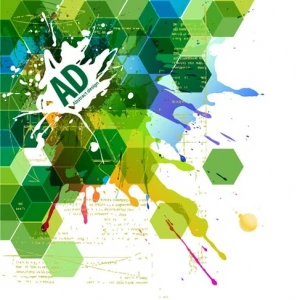 abstract hexagonal with paint splat