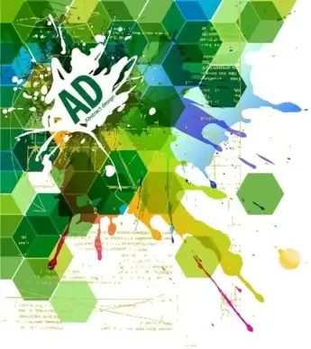 Abstract Hexagonal with Paint Splat Vector Illustration