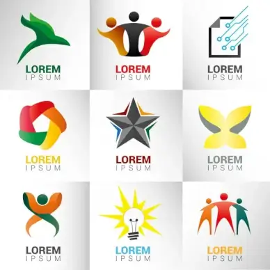 abstract logo icons sets on square sections