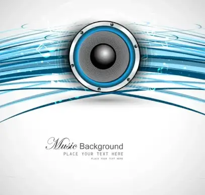 abstract speakers blue line wave background vector