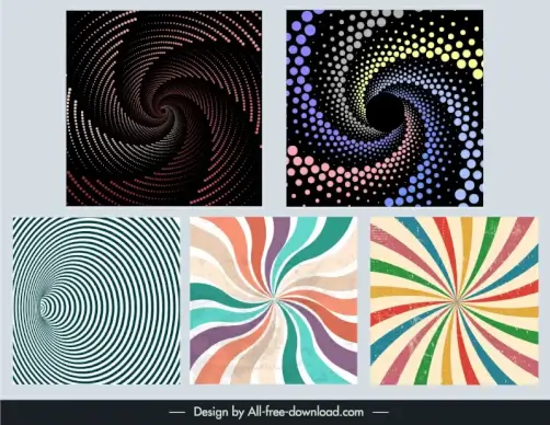 abstract swirl background collection flat 3d design 
