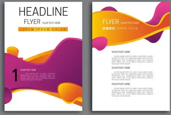 abstract violet and orange background flyer design