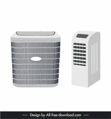 ac system design elements modern 3d objects sketch 