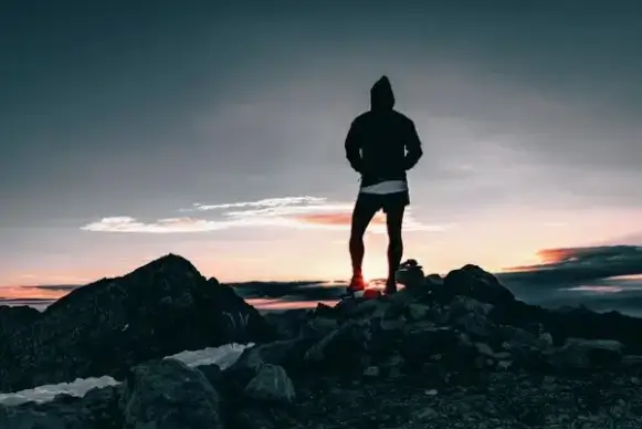 achievement adult dusk evening hiker hiking