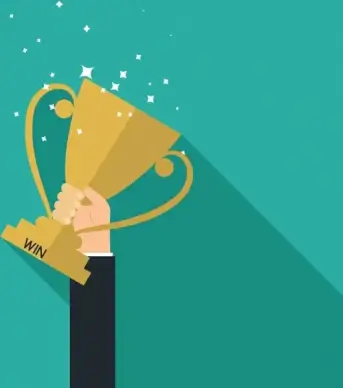 achievement background hand holding trophy icon