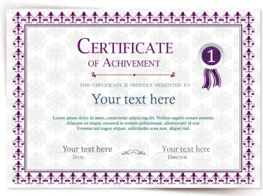 achievement certificate illustration with vignette violet style