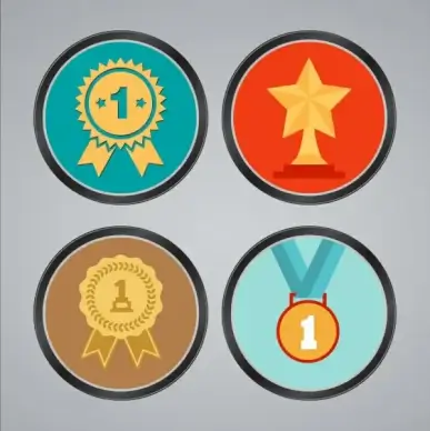 achievement concept various colored round medal icons decor