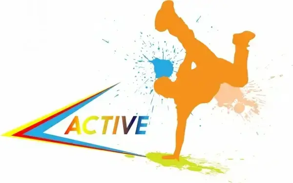 active human background dancing man grunge silhouette ornament