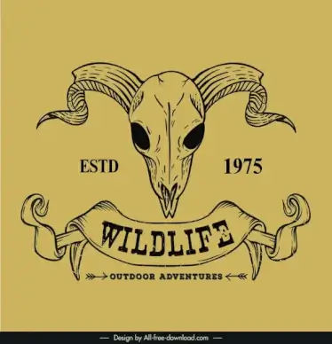 adventure camp logotype skull icon retro 3d sketch