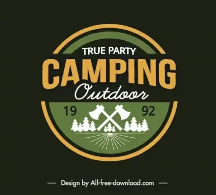 adventure camping logo template classical flat sketch