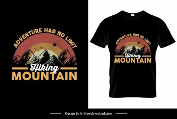 adventure has no limit hiking mountains tshirt template classical dark handdrawn mountain scene sketch