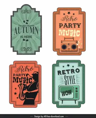 advertising label tag templates retro colored flat design