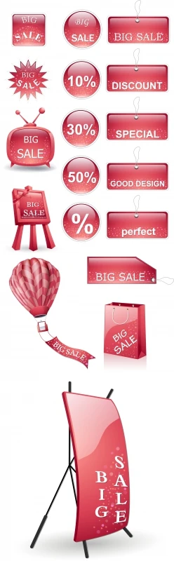 sales tags templates shiny red shapes design