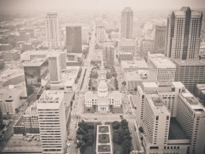 aerial building city dome down government line park