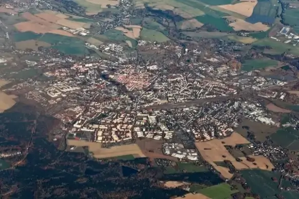 aerial view of a town