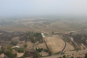 aerial view of dry farmlands